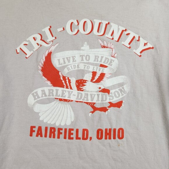 VTG 3D Emblem Harley Davidson Shirt Extra Large 80s Bald Eagle Single Stitch - Picture 10 of 14